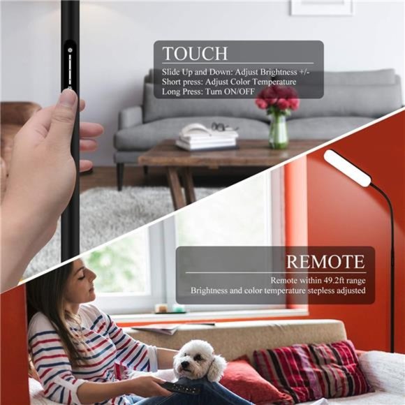 Floor Lamp, 15w/1000lm Bright LED Floor Lamp with 4 Color Temperature & Stepless - Picture 3 of 6